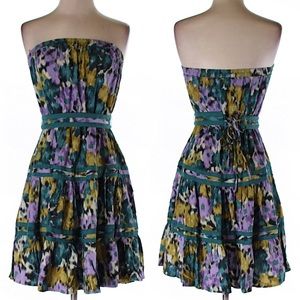 ELLE Floral Summer Tiered Strapless Casual Dress